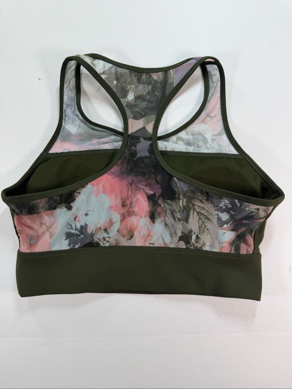 Fabletics Marcia Sports Bra Olive Secret Garden Floral Mesh Size L? Missing Tag - Picture 3 of 9